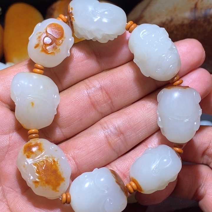 和田玉95克罗汉手串未镶嵌