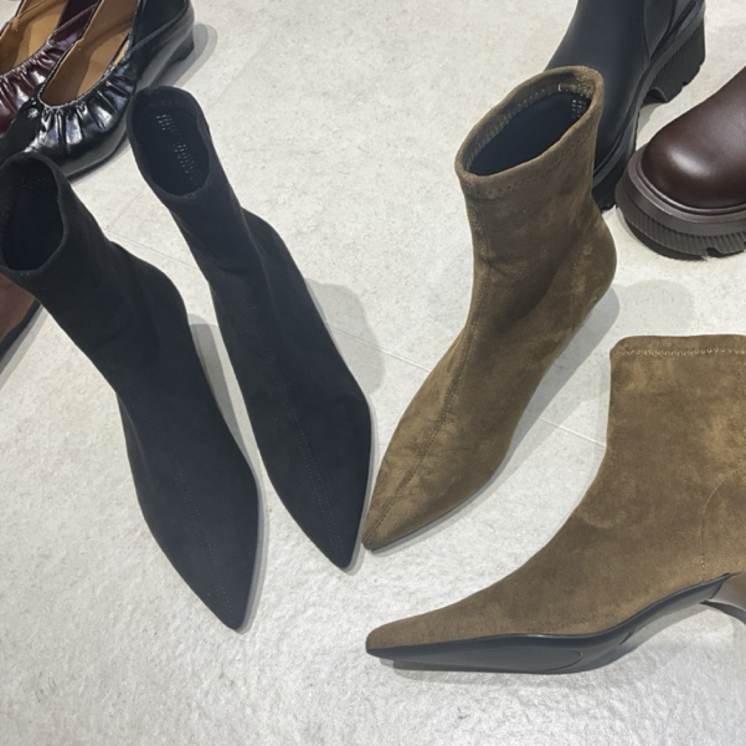 尖头细跟绒面弹力靴韩系时尚气质靴819-1