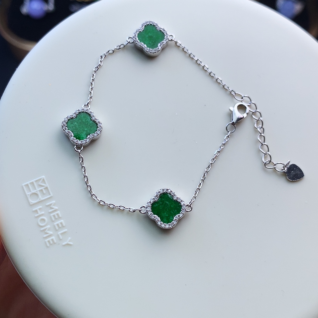 翡翠银S925镶嵌挂件48小时鉴赏期  手链