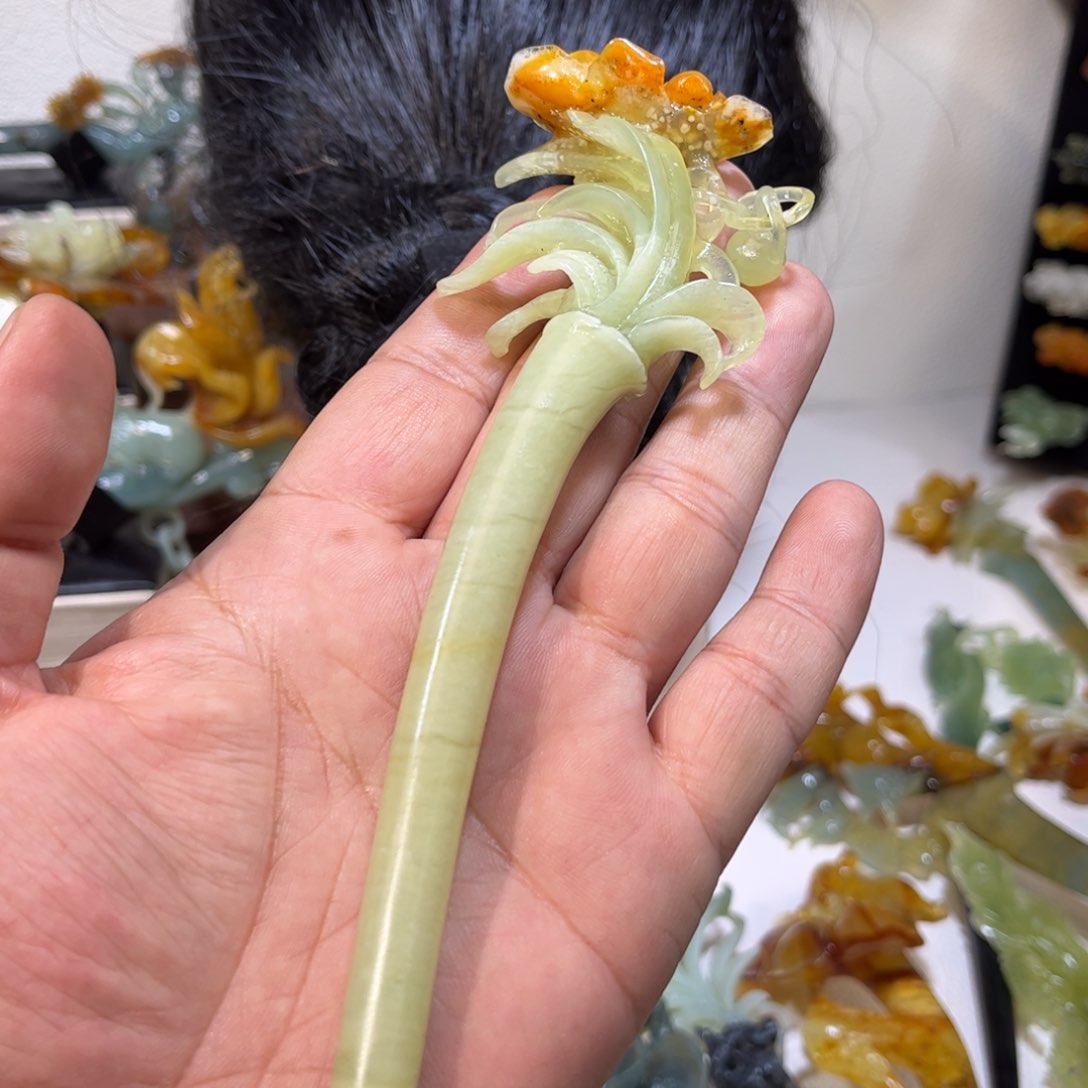 蛇纹石玉发簪合金