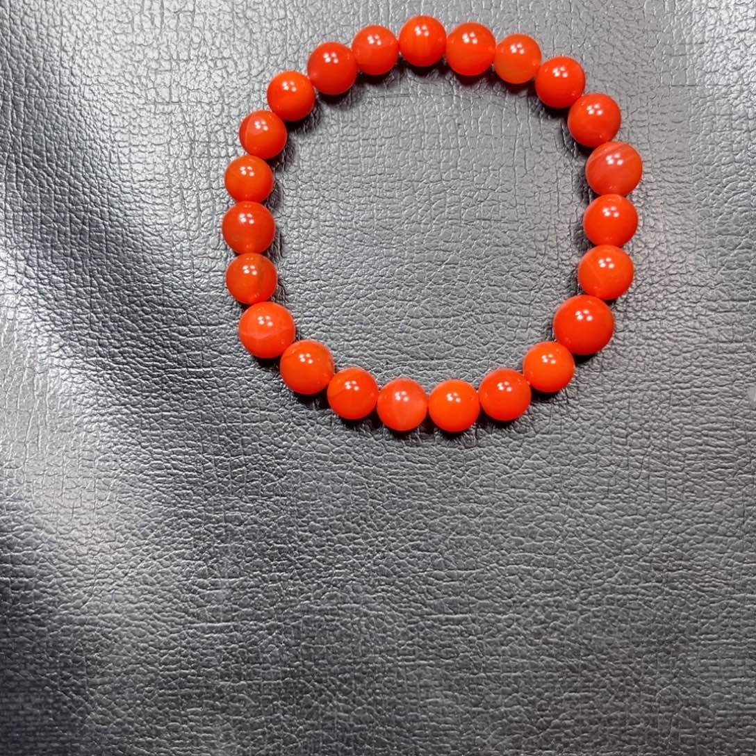 ****y南红玛瑙未镶嵌手串卡8圆珠单圈