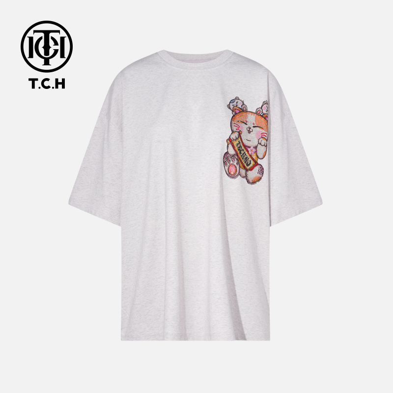 TCH烫钻工艺时尚休闲百搭气质秋款T恤女T75C10E9059轻奢tch