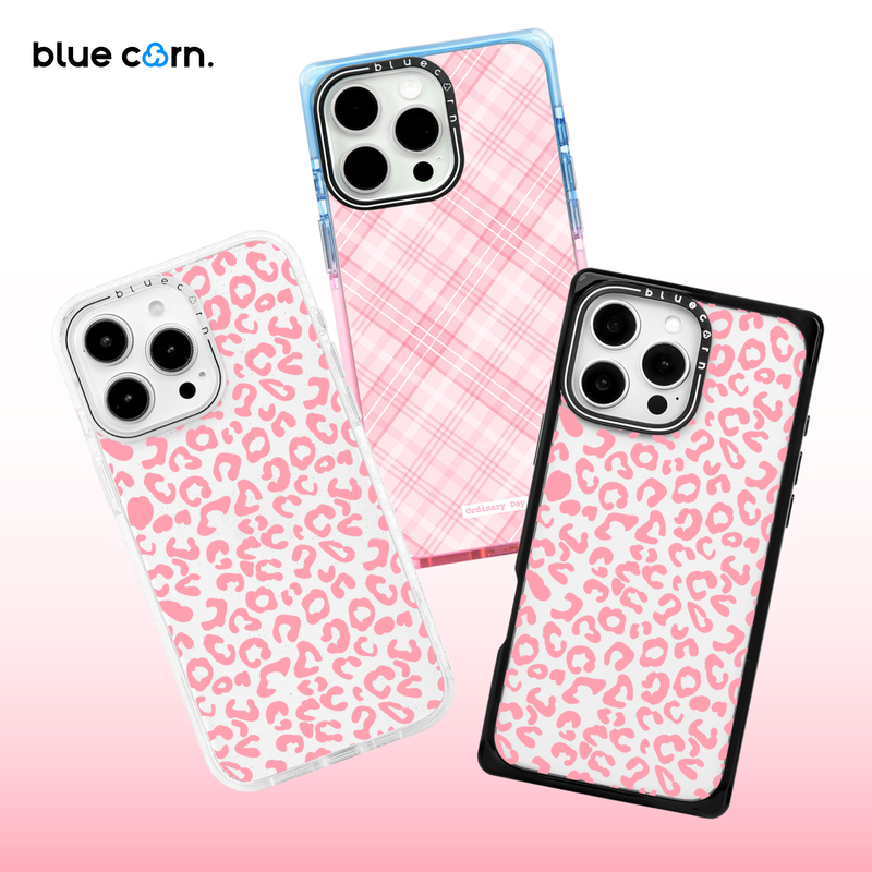 Bluecorn蓝色苞米 粉色豹纹格子适用于iPhone17/16/Pro/Max手机壳