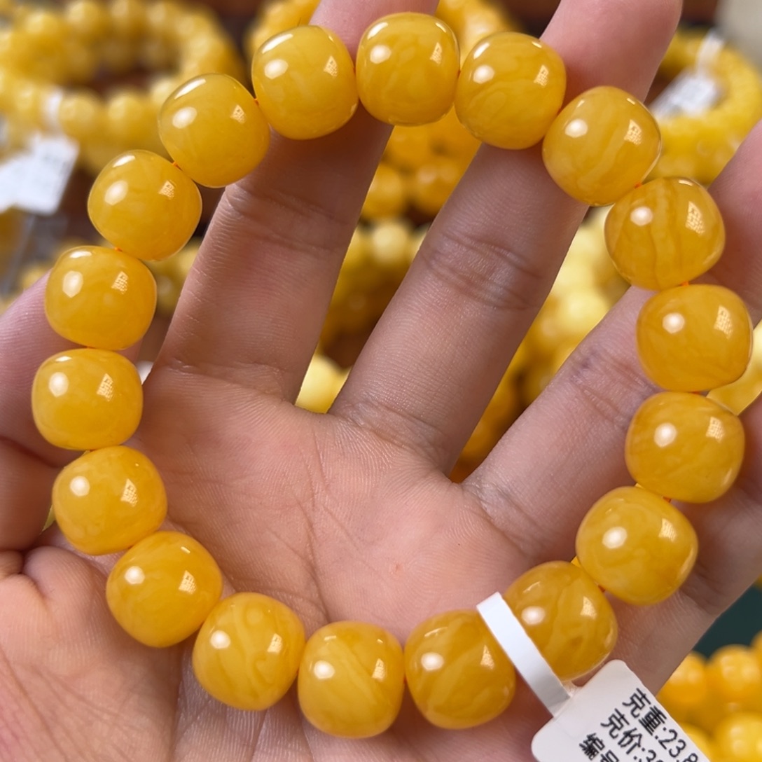 旺***饺琥珀未镶嵌手链焦皮同料老型