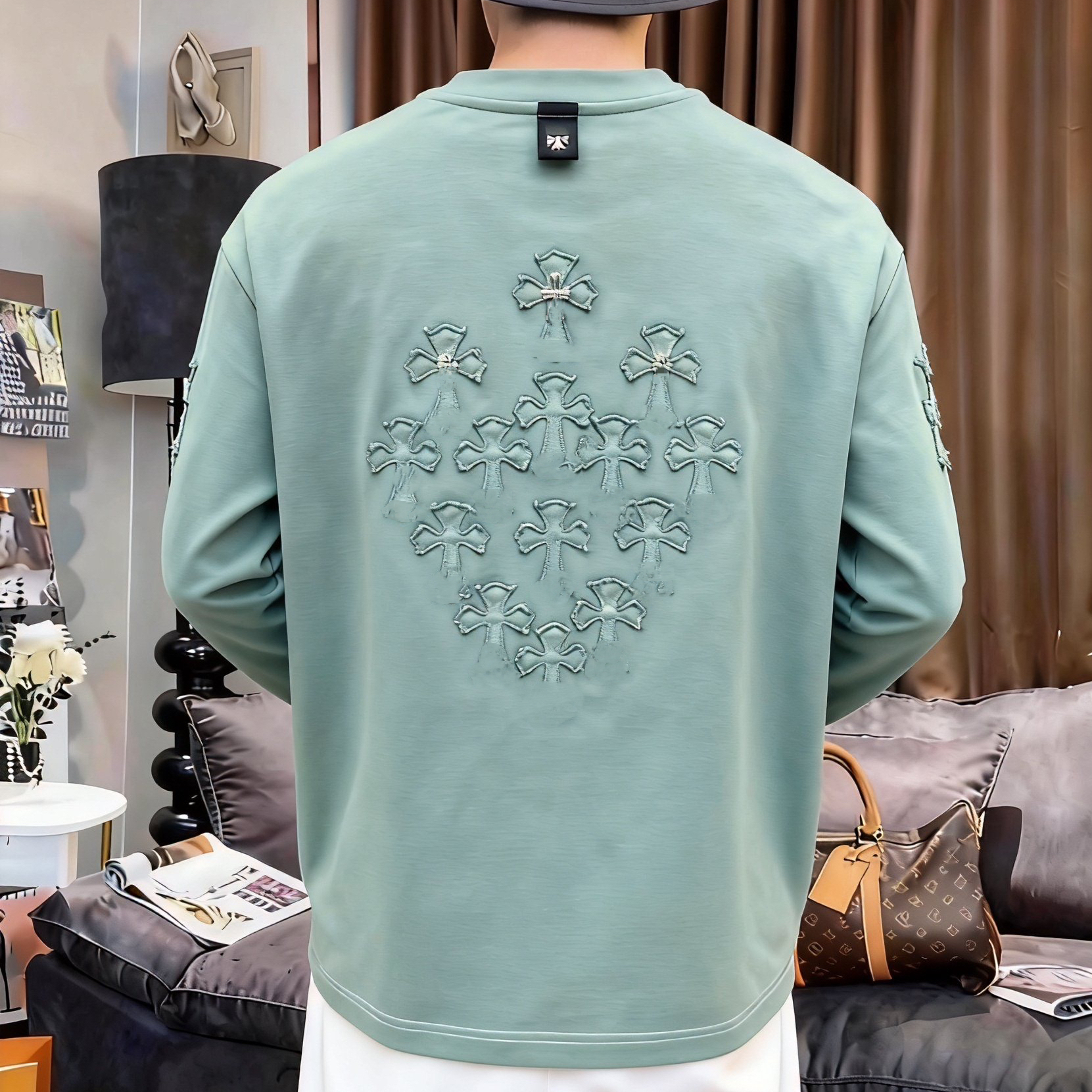 【3032秋装卫衣】重工水洗长袖卫衣男女同款时尚百搭宽松潮流圆领