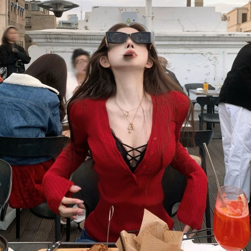 （15.9-29.8)修身V领针织衫毛针织衫针织秋季显瘦长袖时尚不褪色