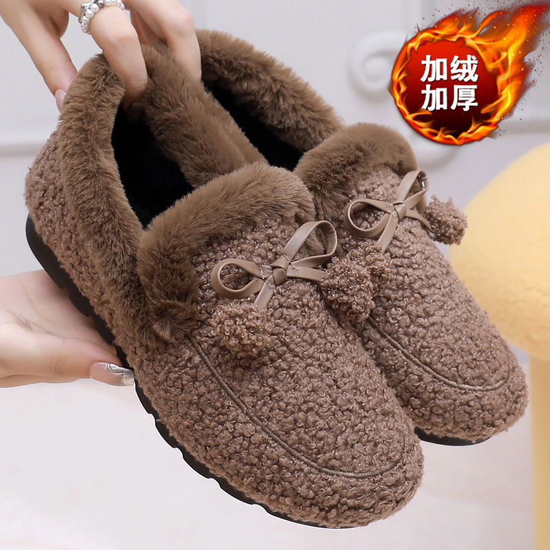 2025秋冬新款豆豆鞋百搭一脚蹬软底孕妇雪地靴室内包跟拖鞋豆豆鞋