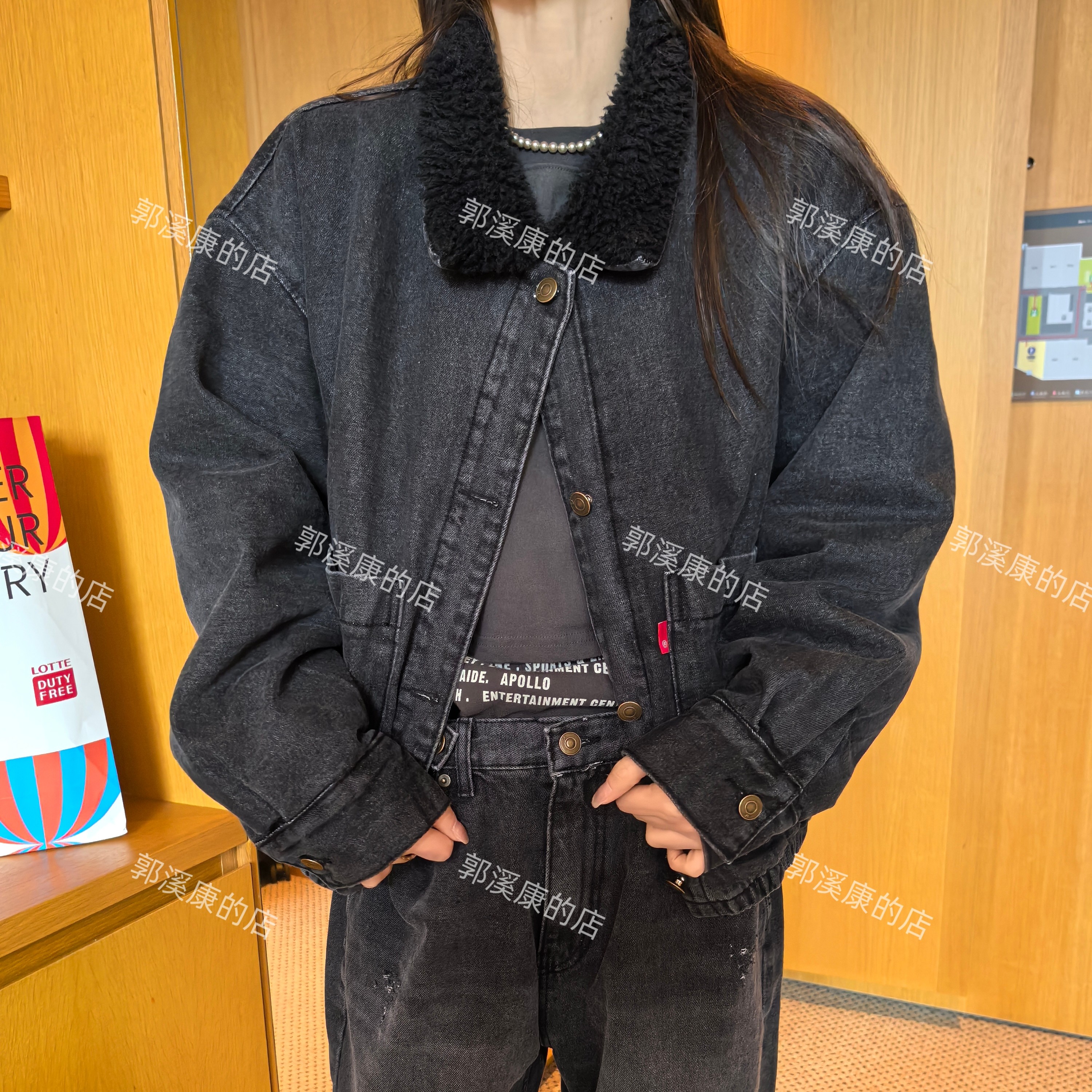 《韩国正品》NO退/毛毛领牛仔外套/0140/