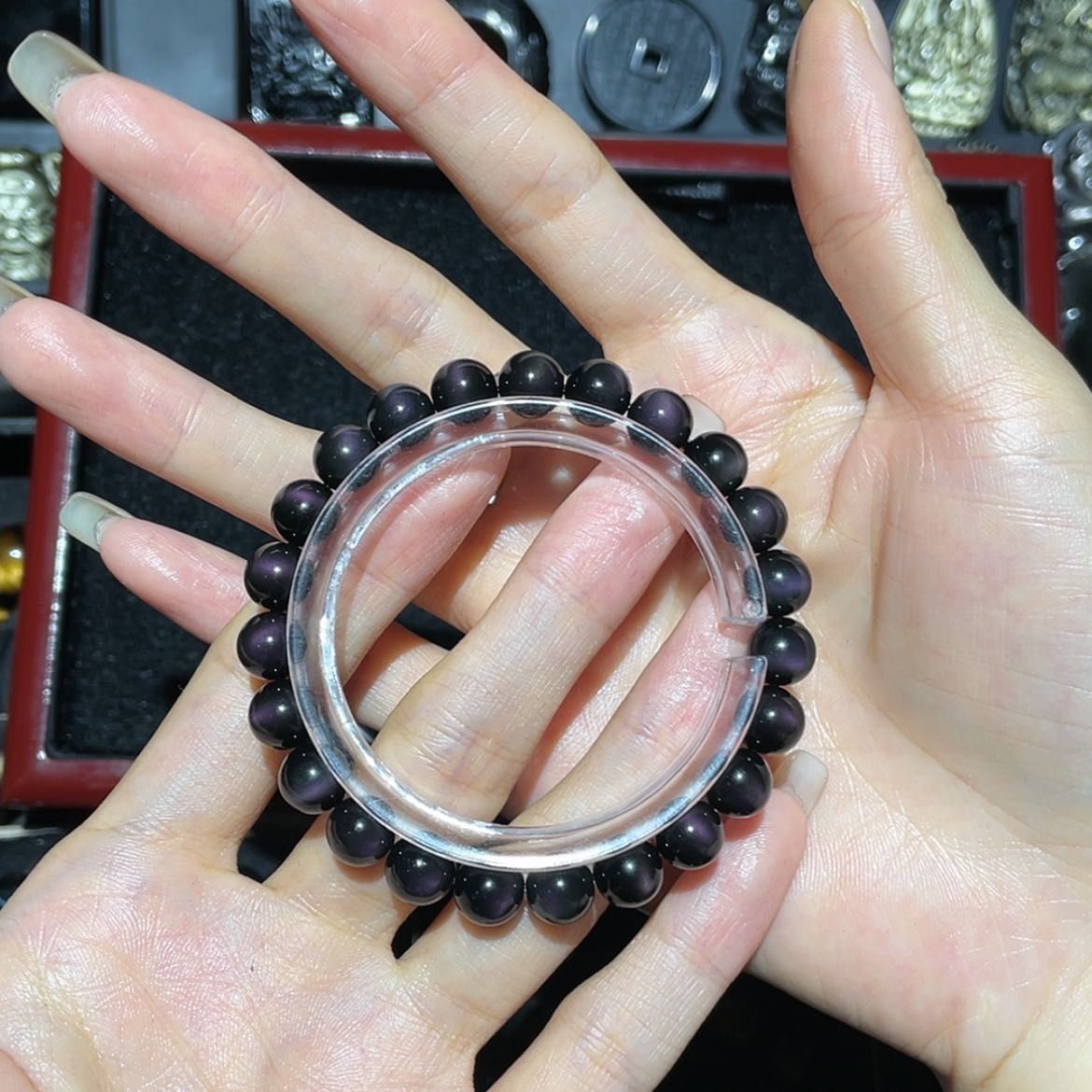 【闪购商品】未镶嵌黑曜岩手链一**福