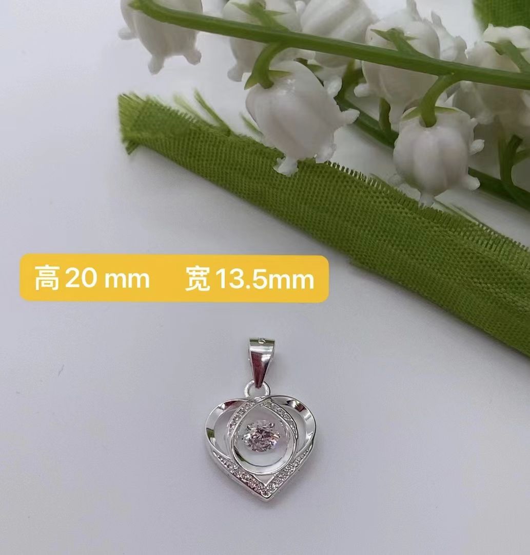 吊坠足银锆石 【爱心灵动吊坠】不带项链