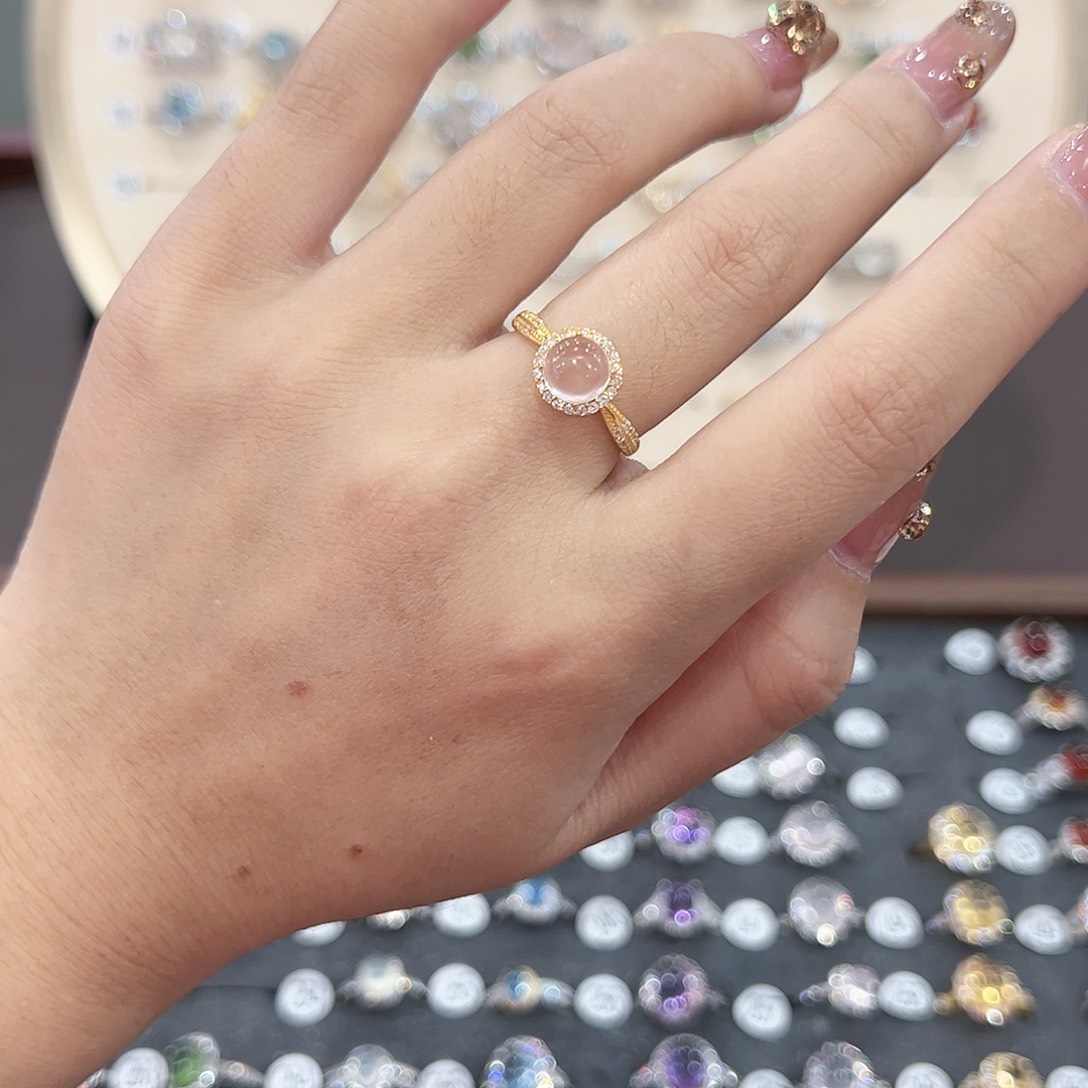 蛇纹石玉戒指银S925镶嵌