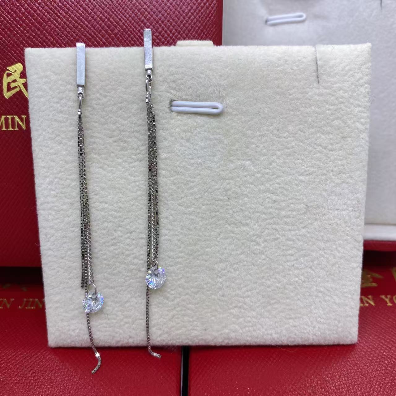 925银合成锆石耳饰 925银耳饰流苏耳饰