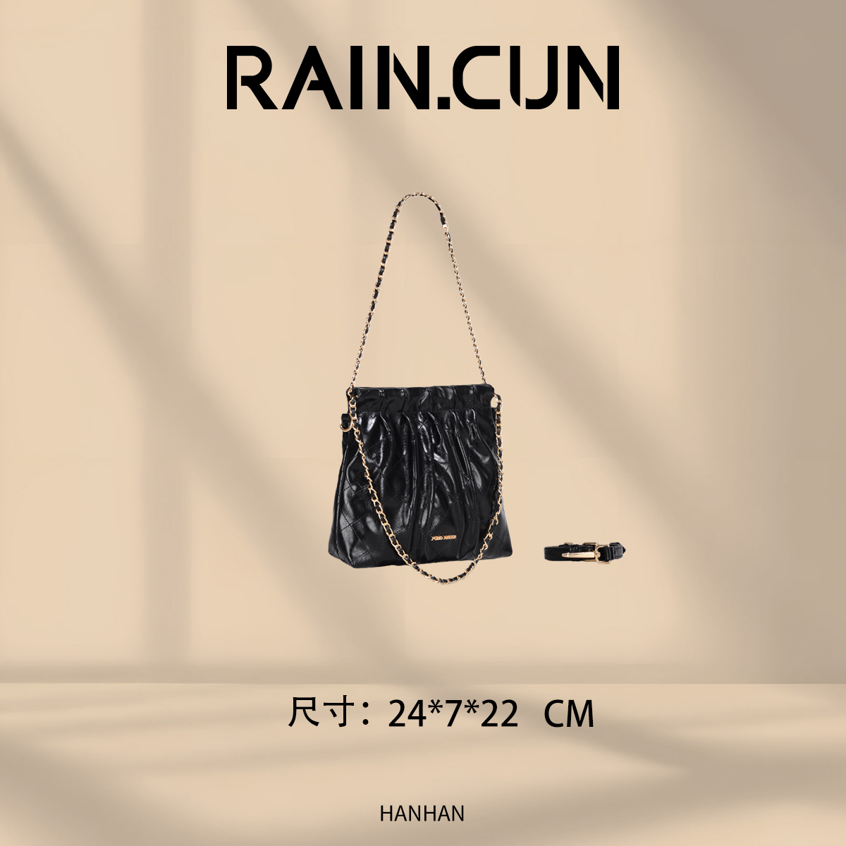 【尚恩CC】GQ-27002-黑色 轻奢时尚复古气质百搭单肩腋下女包