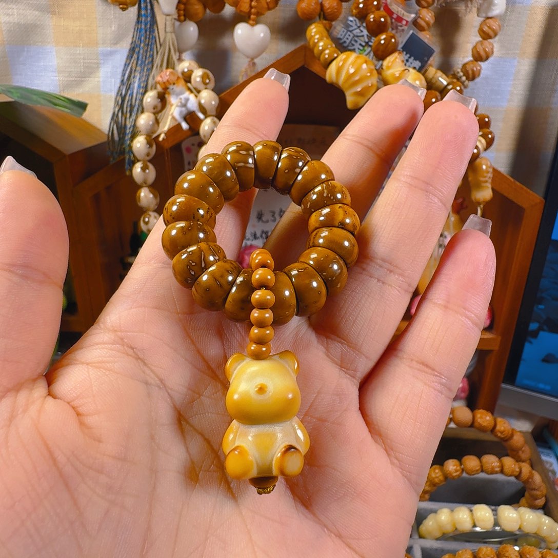 紫金鼠吊坠小熊手捻