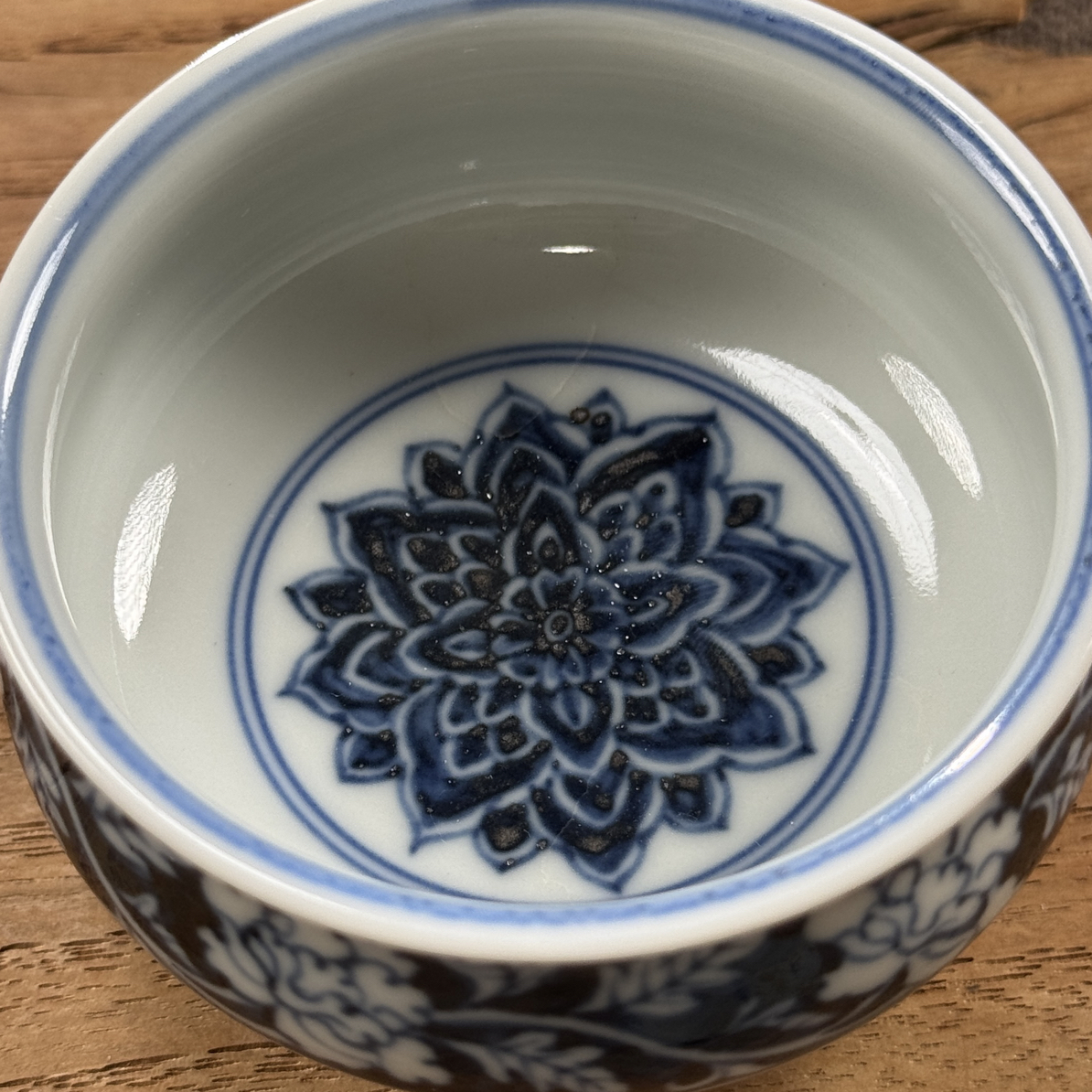 景德镇青花高足主人杯微瑕款