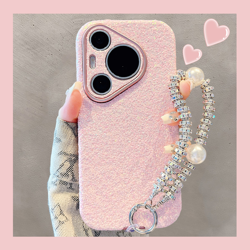 适用华为pura70pro+手机壳70Ultra小香风粉色爆闪珠光pura80pro女