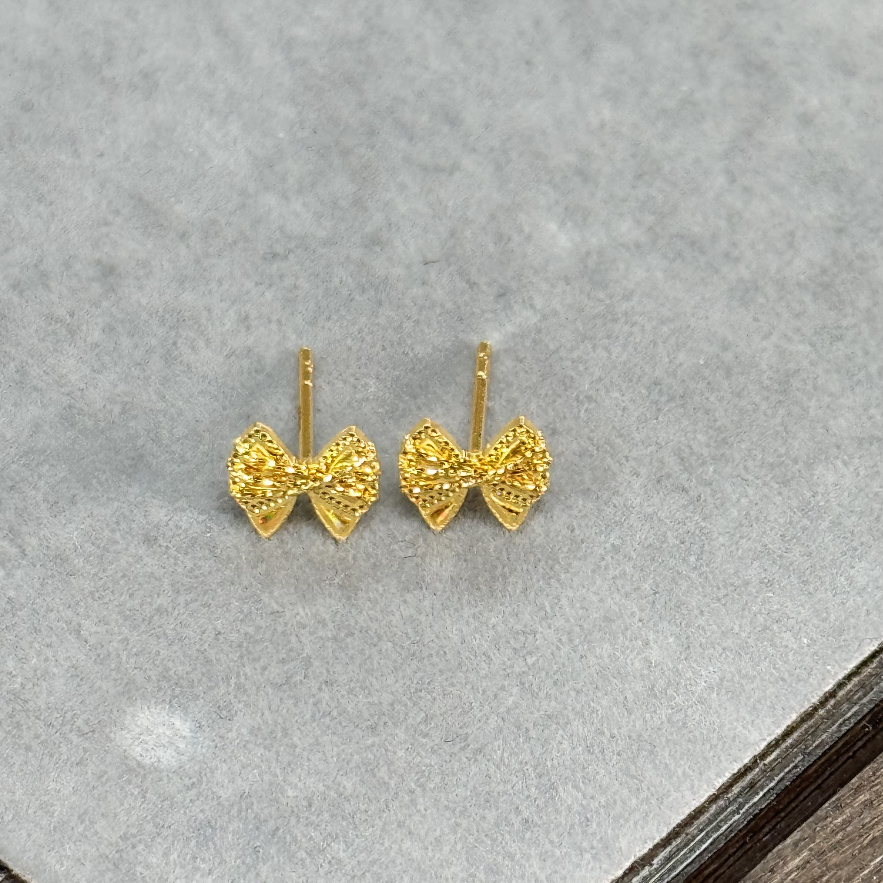 E【双拼蝴蝶结耳钉】-足金999精工5耳饰