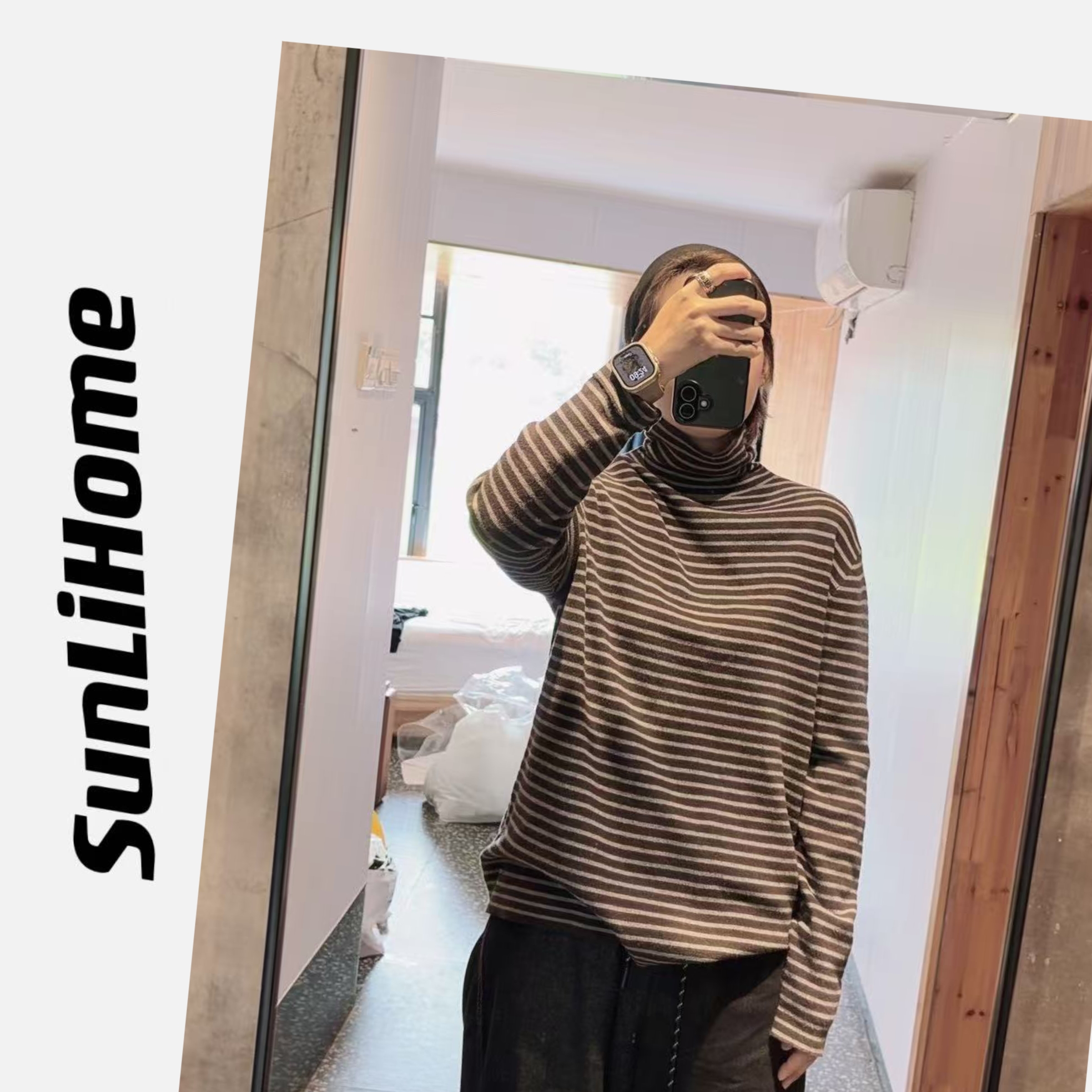 SL-【条纹毛衣】6813#休闲高领毛衣