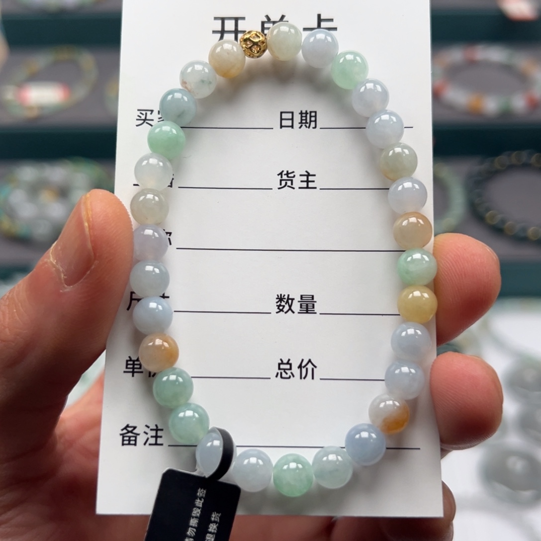 翡翠未镶嵌手链缅甸A货翡翠手串k6.4 A11