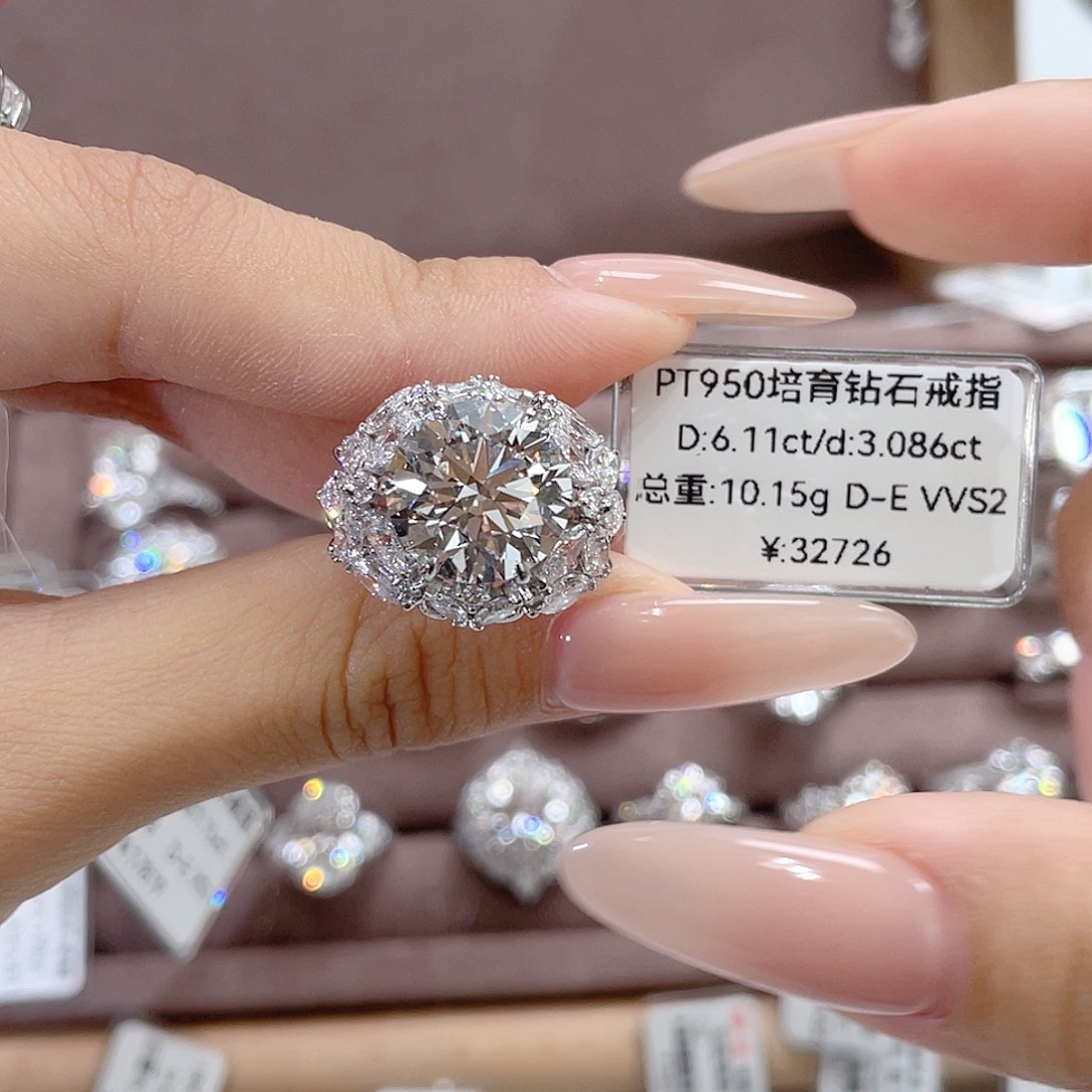 实验室培育钻石铂Pt950镶嵌