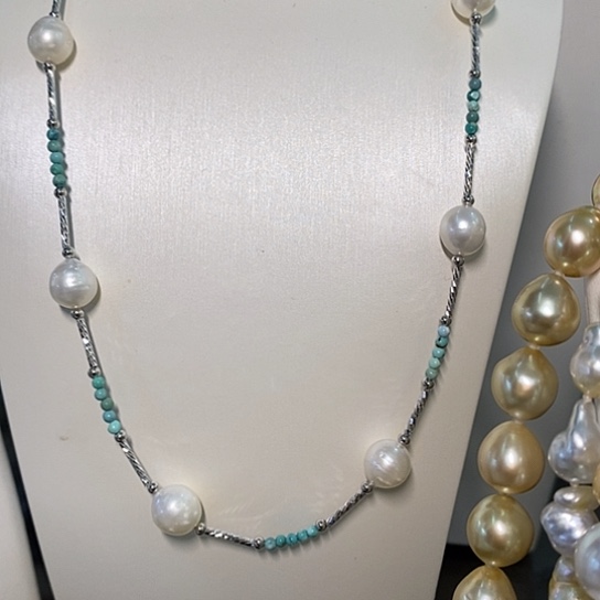 海水珍珠颈饰银S925镶嵌奶**糖9-10