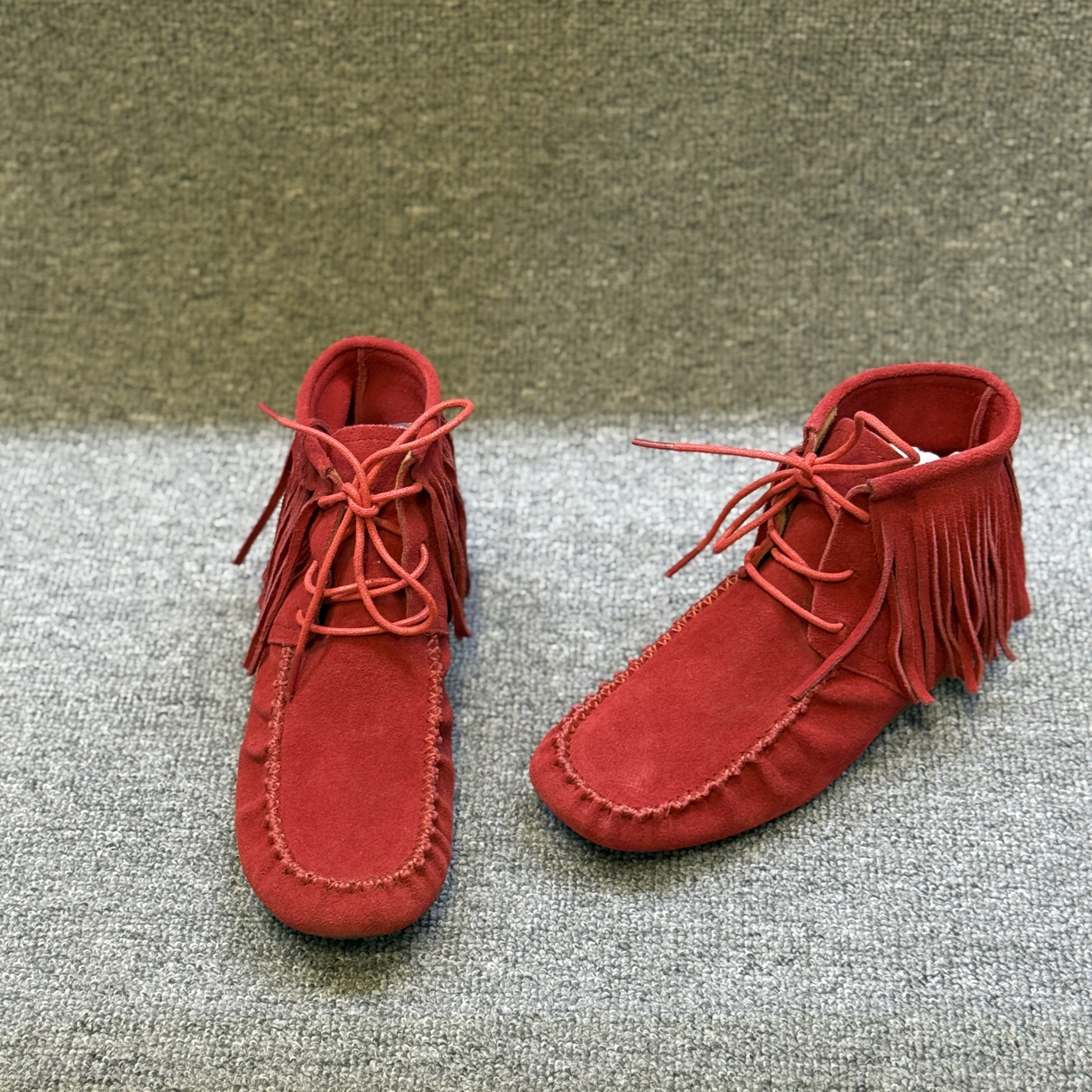 短筒系带真皮马丁靴见外包装流苏高帮舒适套筒休闲鞋秋冬