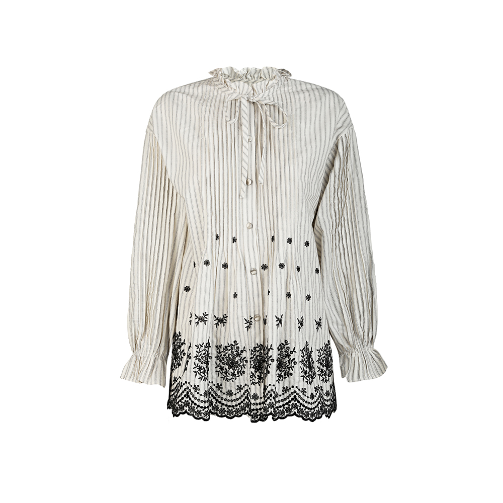 圣迪奥女装时尚休闲百搭条纹提花衬衫S253Z0512