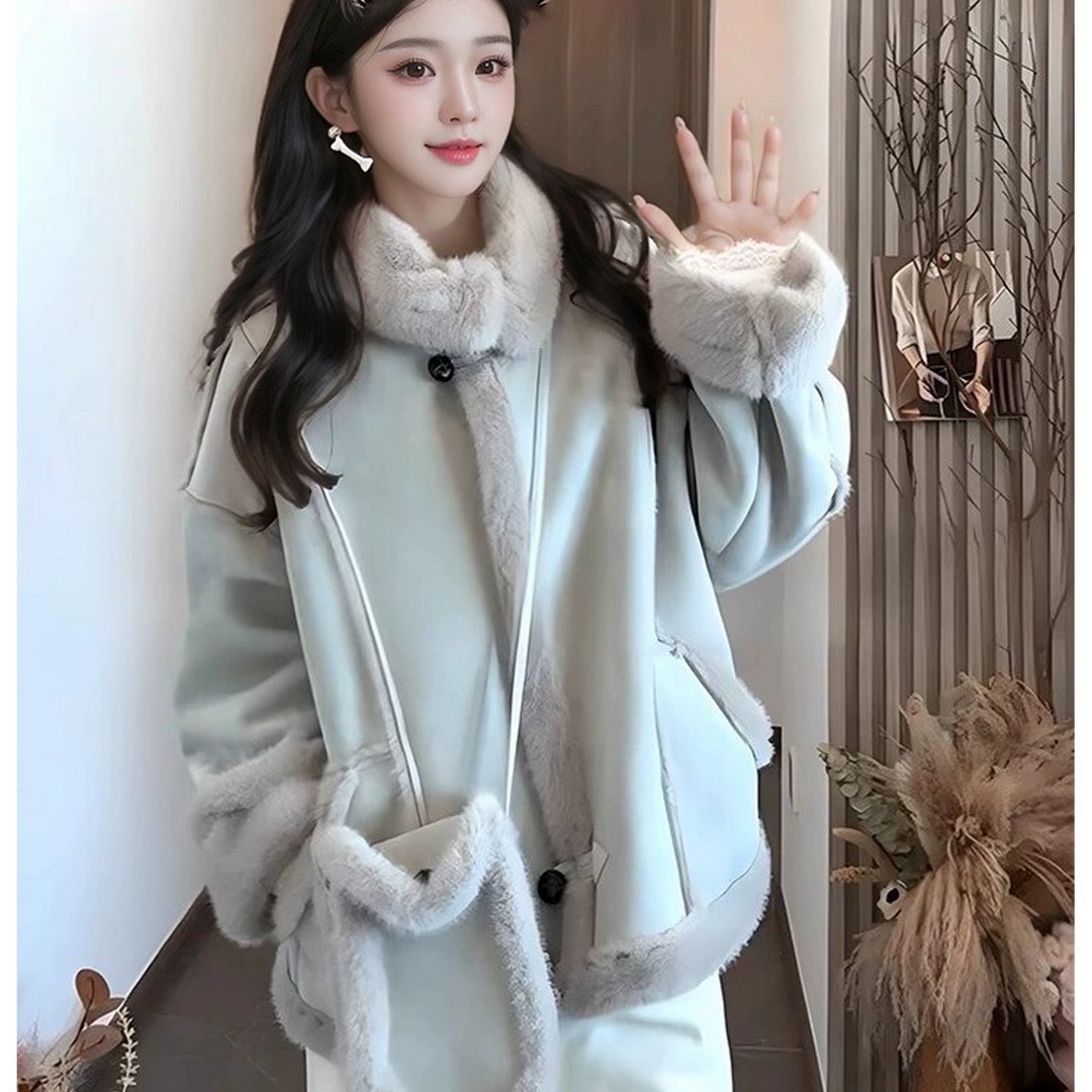 运费险+现货冬季新款毛毛包包外套女机车风皮毛一体01