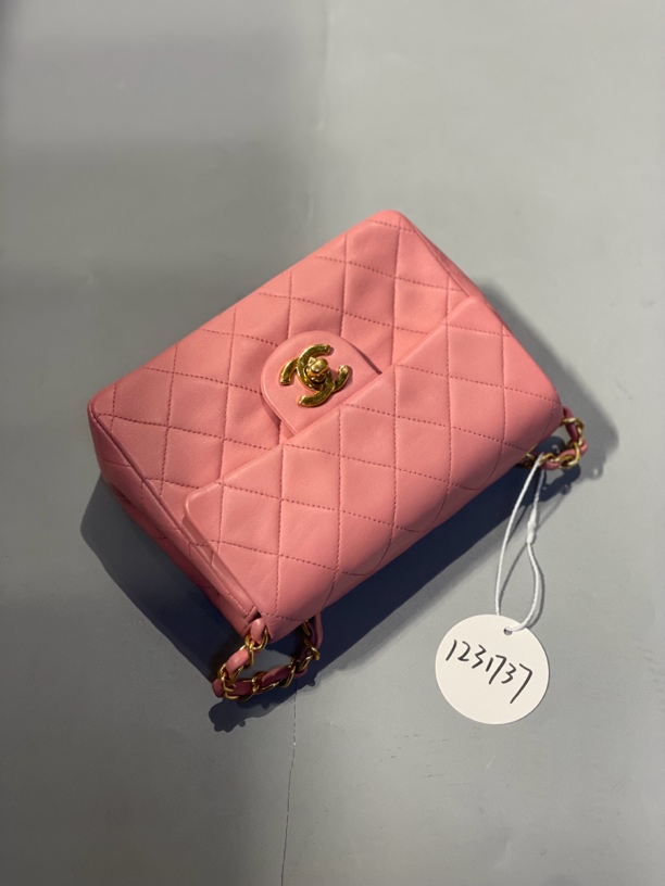 95新 Chanel/香奈儿 夏七中古/粉色方胖子/单肩包1231737
