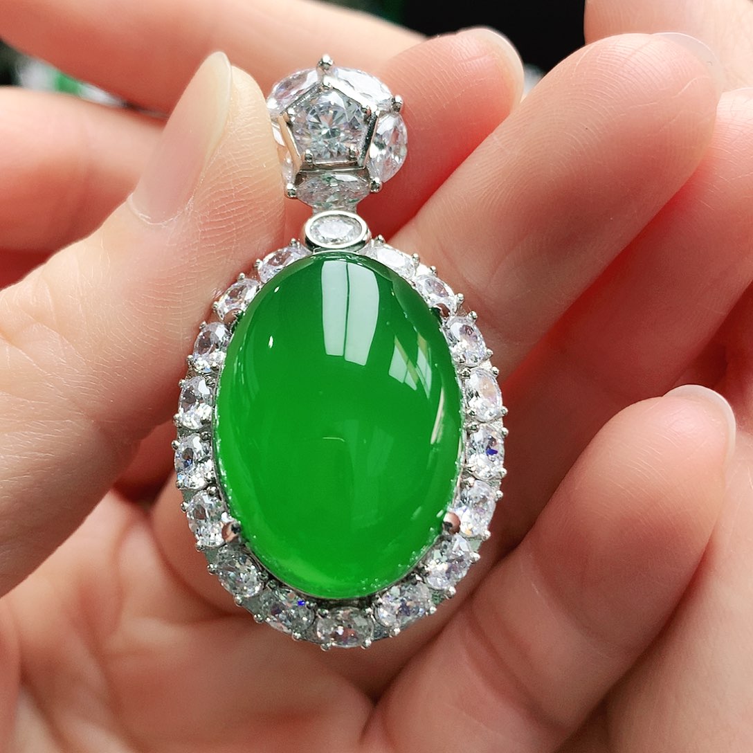 玛瑙/玉髓吊坠银S925镶嵌