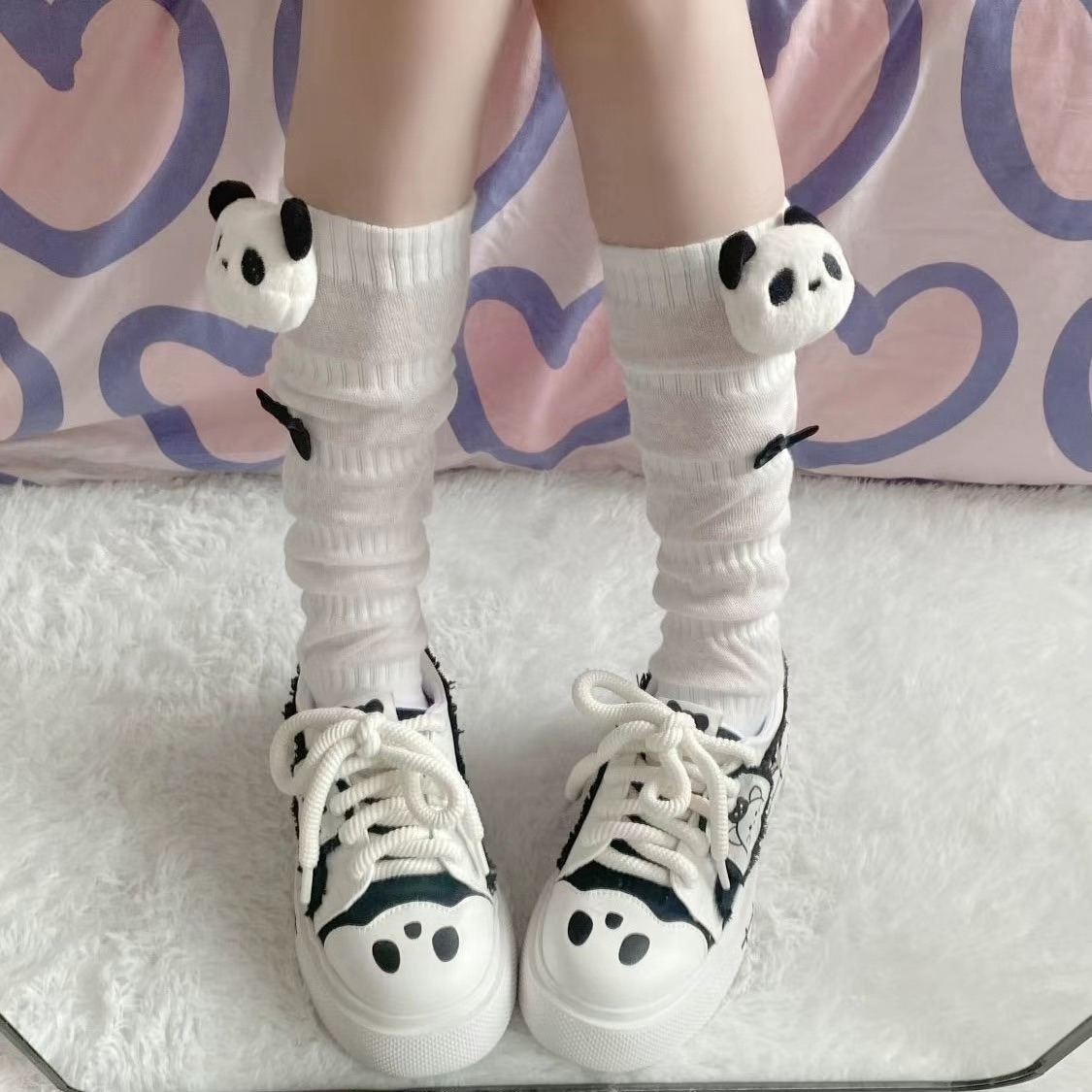 Lolita袜子玩偶熊猫中筒堆堆袜JK日系ins卡通萌系可爱风洛丽塔袜