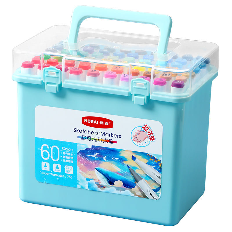 诺雅758双头60色超可水洗马克笔-到手一桶