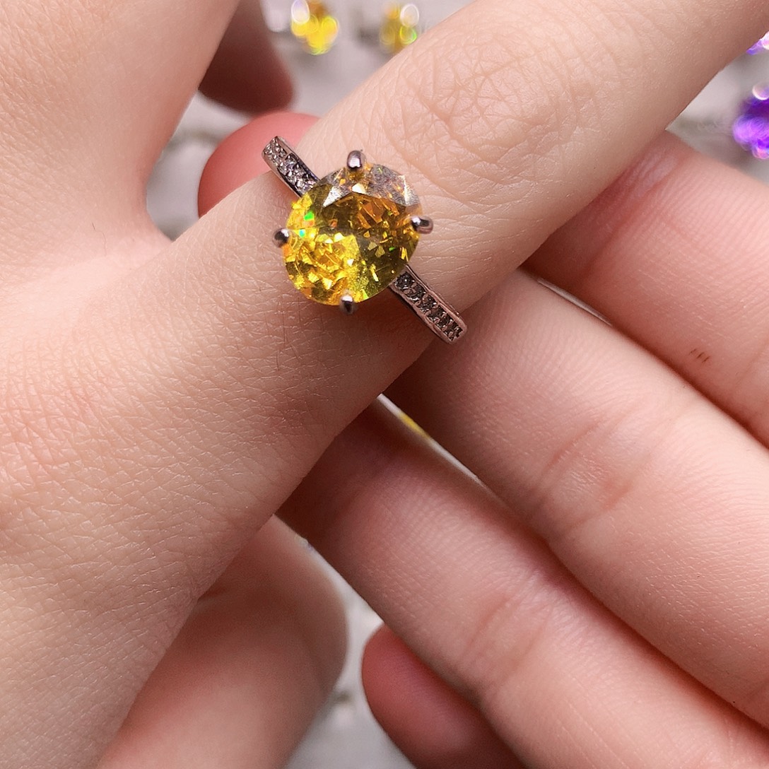 银S925镶嵌戒指碧玺