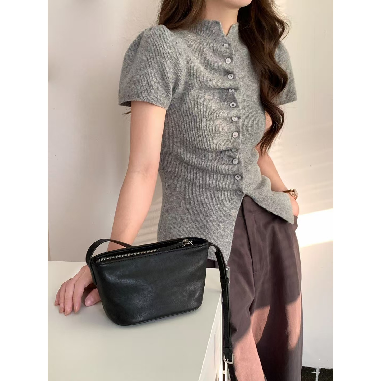 L-H60268#『闭眼入~』韩版简约百搭单肩包（真真）（15*10*10）