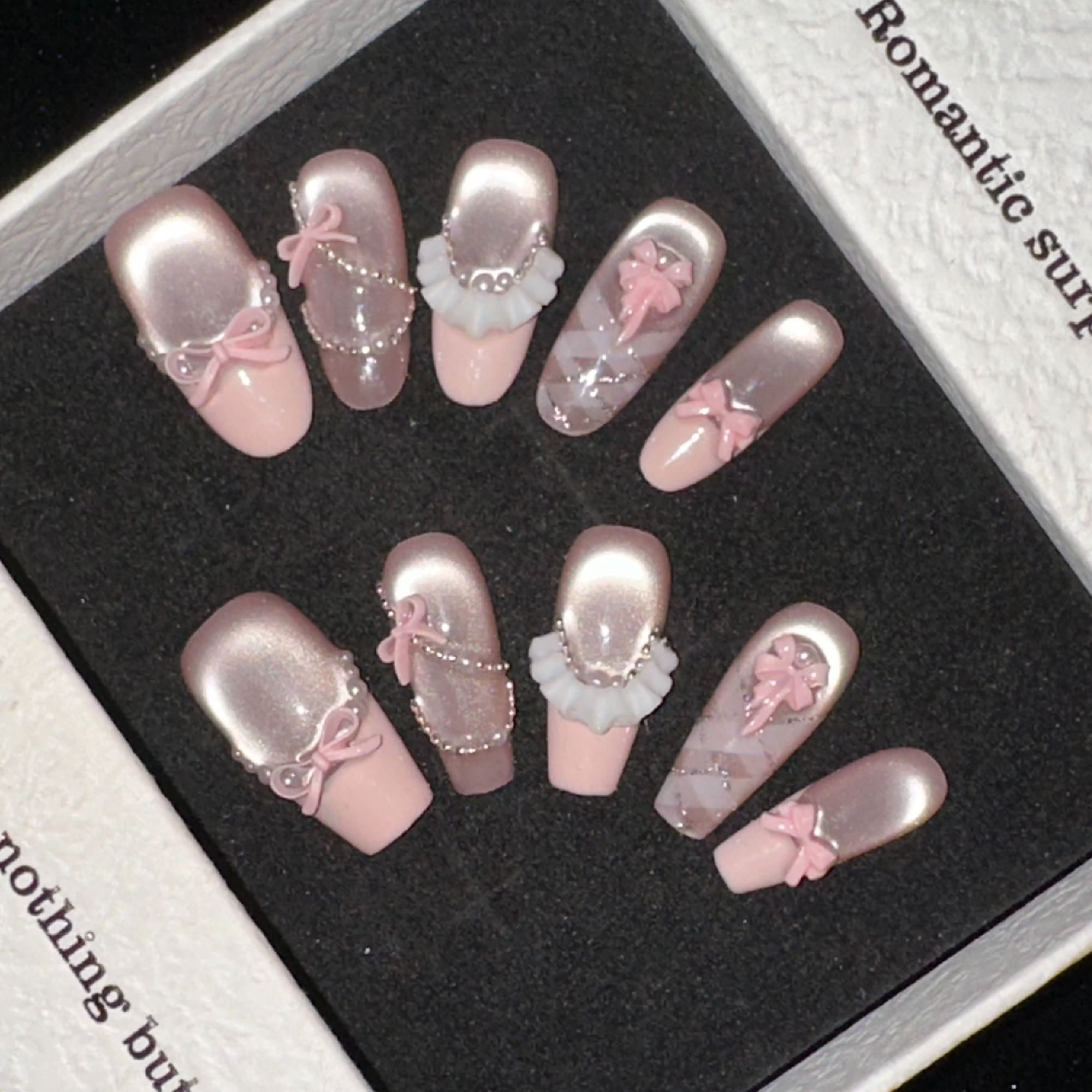 【蔷薇】纯手工高级可爱温柔气质氛围感显白法式猫眼可拆卸穿戴甲