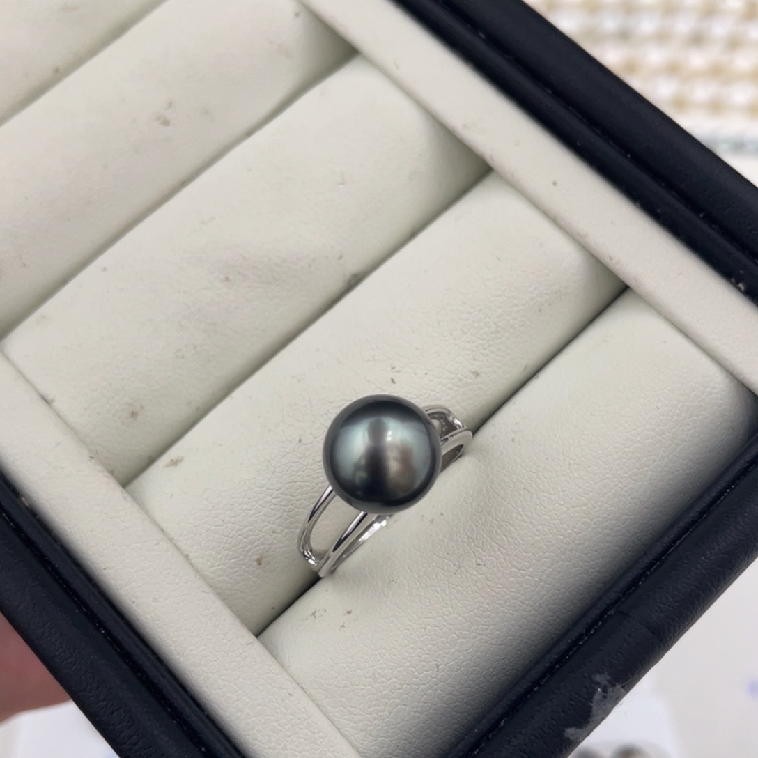 未镶嵌海水珍珠裸珠10.1mm大溪地裸珠正圆含戒指