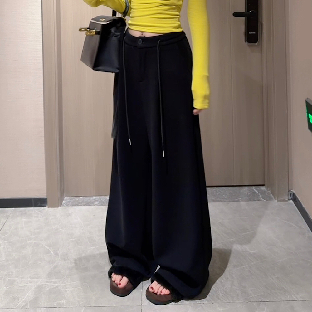 【钻石店铺优选】秋冬新款时尚百搭韩系高腰显瘦加绒休闲裤阔腿裤女