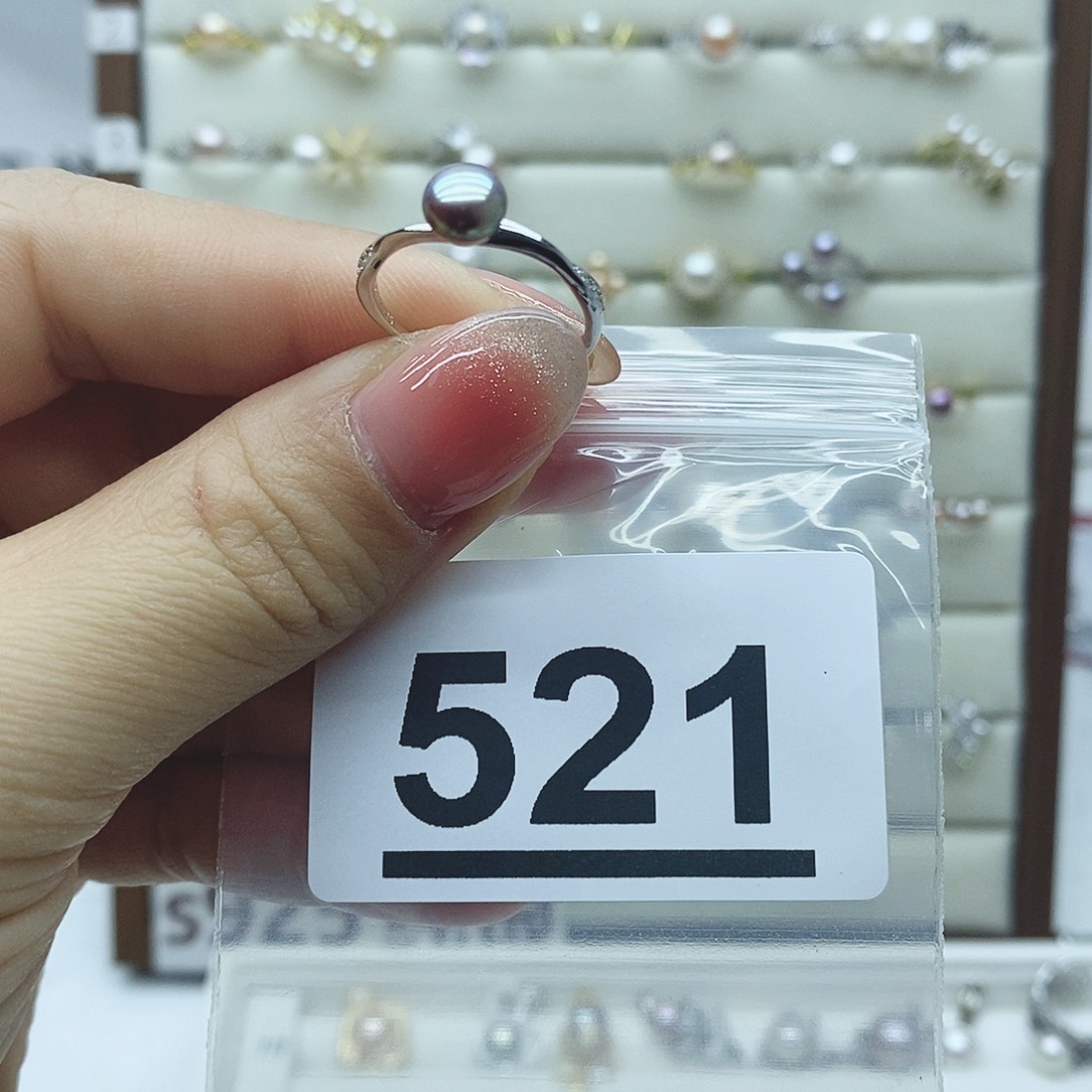 淡水珍珠戒指银S925镶嵌521