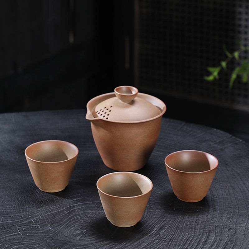 粗陶快客杯旅行茶具功夫茶具户外手抓壶便携泡茶壶碗茶杯家用