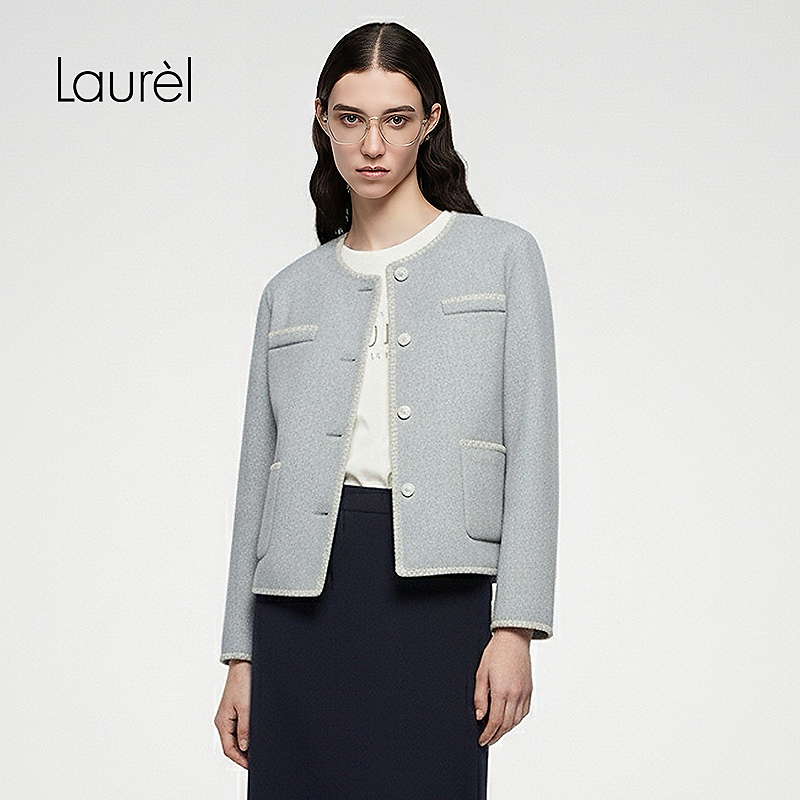 Laurel劳芮25秋新款小香风撞色边短外套LWD356W023DX