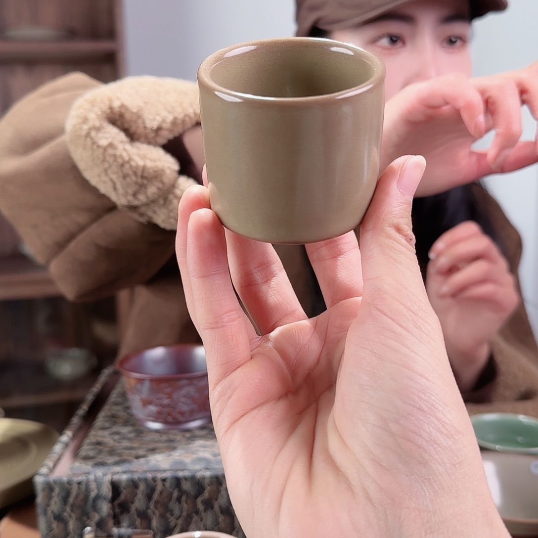 瓷摆件玉扳指手工杯