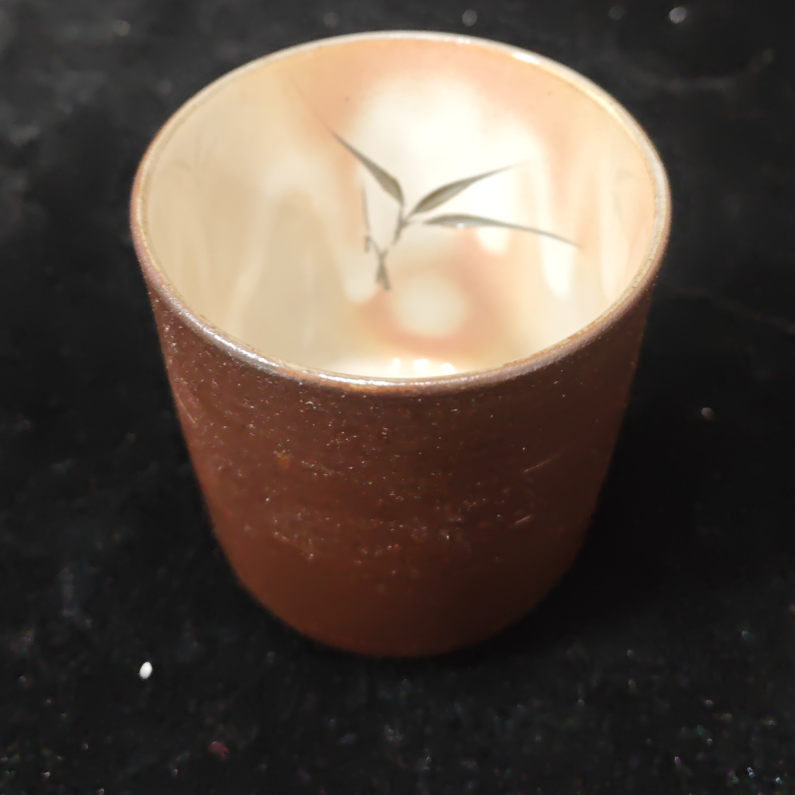 清水烧加藤正峰，手刻竹纹茶杯，主人杯