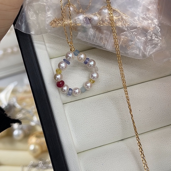 淡水珍珠银S925镶嵌颈饰随机发