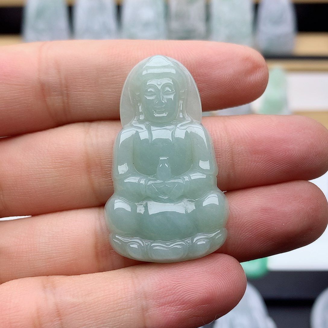 翡翠颈饰未镶嵌正装保平观音小件