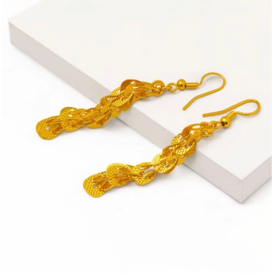 錾世金【 胡总专属】黄色经典凤尾流苏时尚精美耳饰（RS1002）