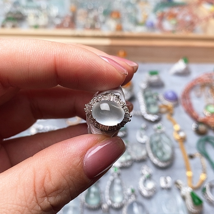 定制翡翠未镶嵌戒指高冰