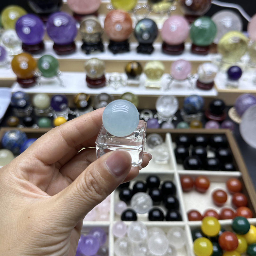 海蓝宝 水晶 宝石 配件 串珠 19.4mm-22.2mm 顶珠 龙珠