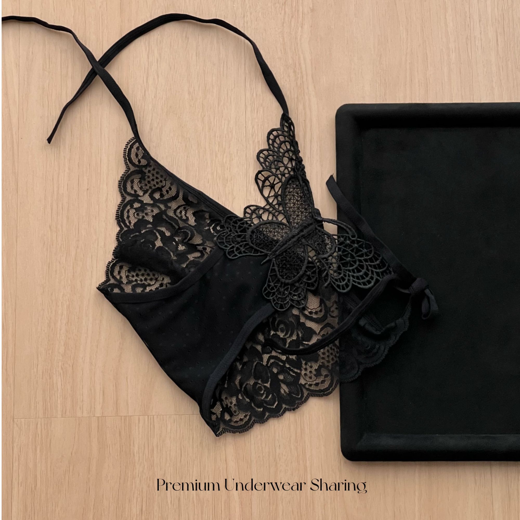 【蝴蝶】性感刺绣蕾丝绑带可解开低腰纯欲女士三角内裤