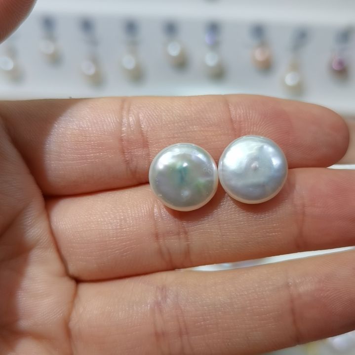 银S925镶嵌耳饰淡水珍珠