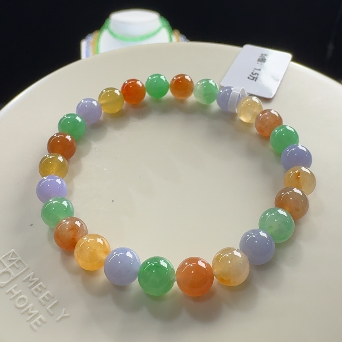 翡翠未镶嵌手链福禄寿禧多宝单圈卡6.7mm